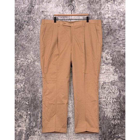New Oxxford Clothes Dress Pants 43 x 27 Mens Khaki Brown Cotton Twill Trouser